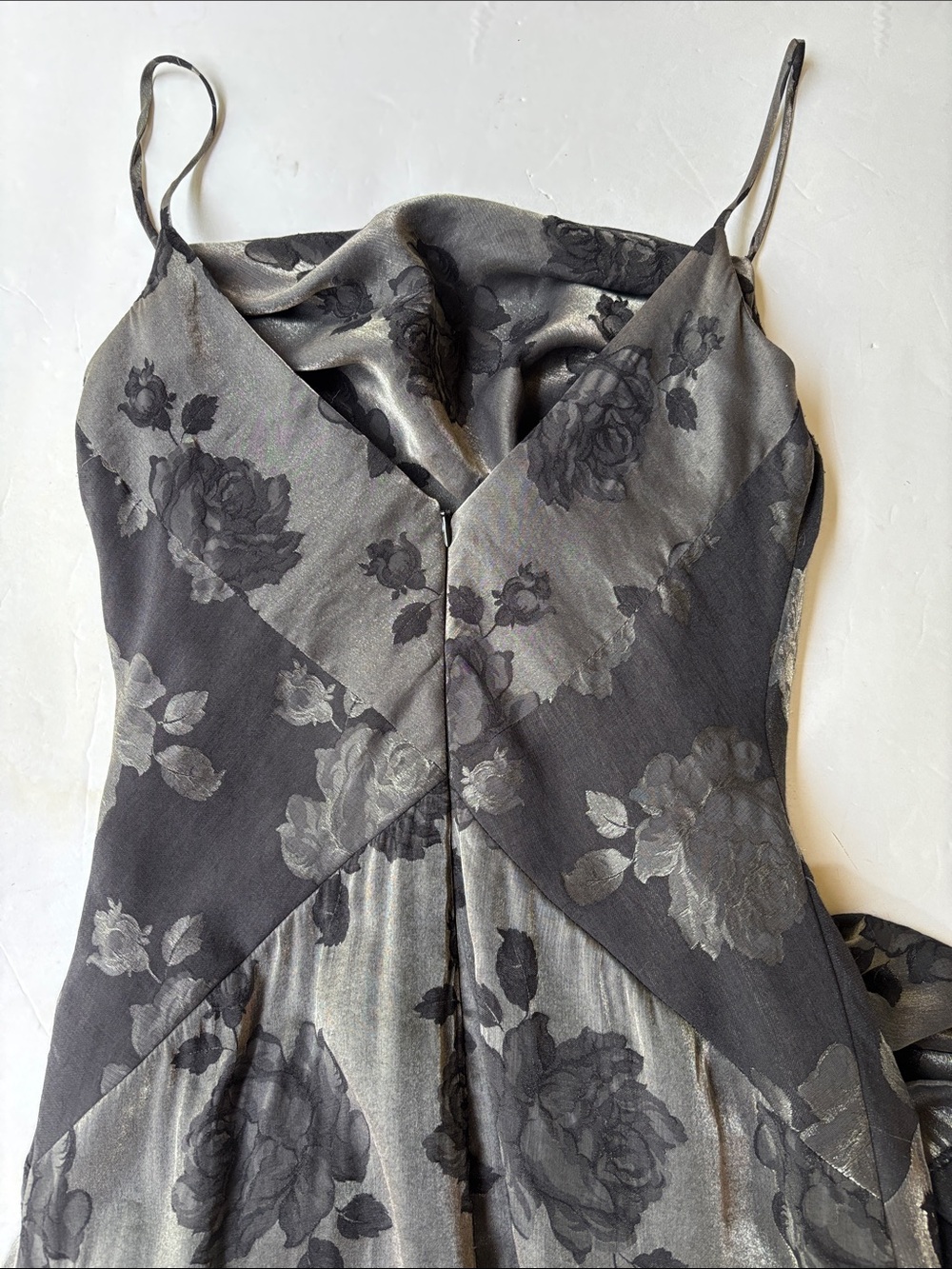 Vintage 90’s Cowl Neck Formal Evening Maxi Dress 4 Floral Rose Burnout Y2K Long - Picture 8 of 17
